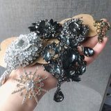 Large Crystal Water Drop Brooch Retro Beauty Head Bridal Dress Party Brooches