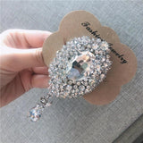 Large Crystal Water Drop Brooch Retro Beauty Head Bridal Dress Party Brooches