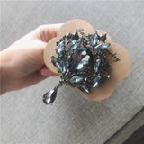 Large Crystal Water Drop Brooch Retro Beauty Head Bridal Dress Party Brooches