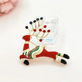 Enamel Deer Christmas Brooch for Women Kids