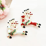 Enamel Deer Christmas Brooch for Women Kids