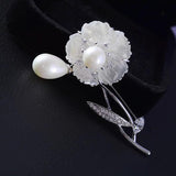 Zircon Shell Flower Brooch Suit Accessories Jewelry