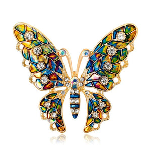 Butterfly Brooch Enamel Pin Vintage Animal Badge Large Rhinestone Jewelry