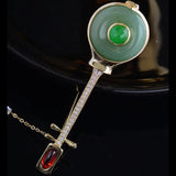 Zircon Inlaid Pyrene Brooch, Retro Musical Instrument Pin