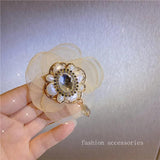 Pearl Crystal Brooch Women's Rhinestone Badges Chains Pendant Pin