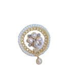 Pearl Crystal Brooch Women's Rhinestone Badges Chains Pendant Pin