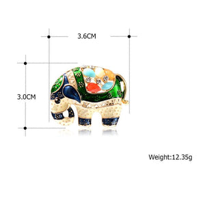 Enamel Elephant Shape Brooch Crystal Animal Pin Women Kids Scarf Hat Bag Jewelry