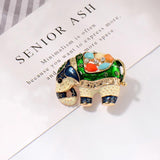 Enamel Elephant Shape Brooch Crystal Animal Pin Women Kids Scarf Hat Bag Jewelry