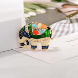 Enamel Elephant Shape Brooch Crystal Animal Pin Women Kids Scarf Hat Bag Jewelry