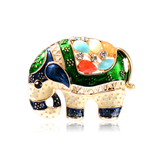 Enamel Elephant Shape Brooch Crystal Animal Pin Women Kids Scarf Hat Bag Jewelry