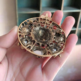 Crystal Lion Brooch Round King Style Pin Fashion Jewelry Winter Coat Accessories