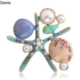 Enamel Starfish Scallop Brooch Clothing Accessory Corsage