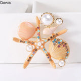 Enamel Starfish Scallop Brooch Clothing Accessory Corsage