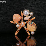 Enamel Starfish Scallop Brooch Clothing Accessory Corsage