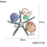 Enamel Starfish Scallop Brooch Clothing Accessory Corsage