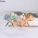 Enamel Starfish Scallop Brooch Clothing Accessory Corsage