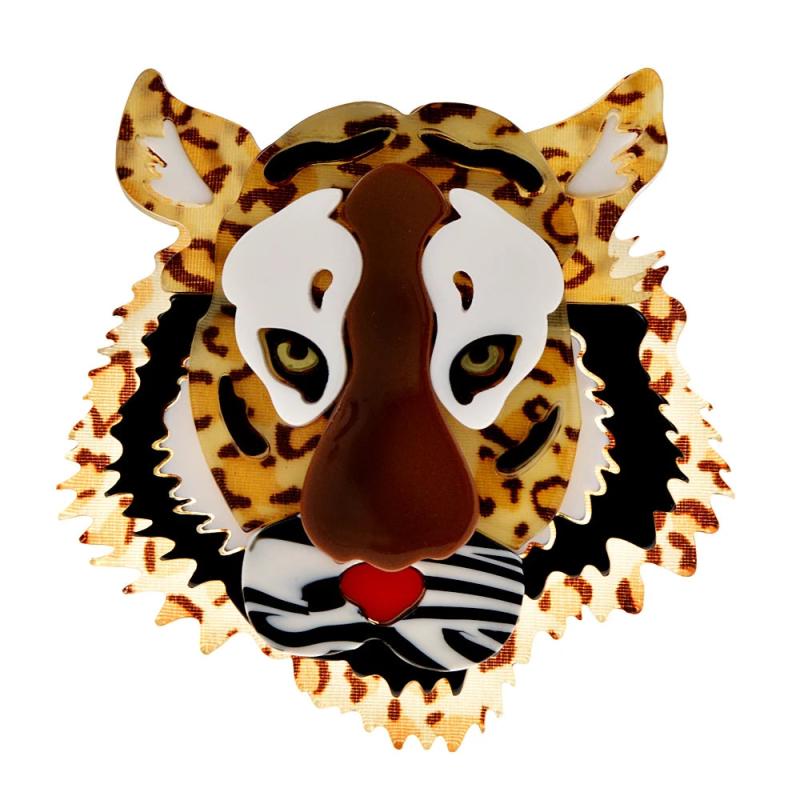 Tiger Head Acrylic Brooch Pin High Badges Party Unisex
