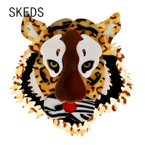 Tiger Head Acrylic Brooch Pin High Badges Party Unisex