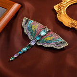 Vintage Crystal Dragonfly Brooch Large Insect Pin Dress Co