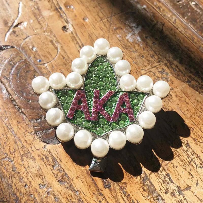 Greek Sorority Leaf Pearl Rhinestone Brooch Charms Women Jewellry