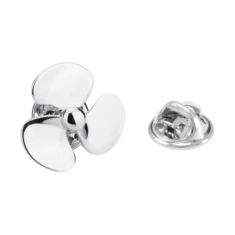 NVT Silver Fan Blade Brooch Pin Suit Coat Collar High Polishing