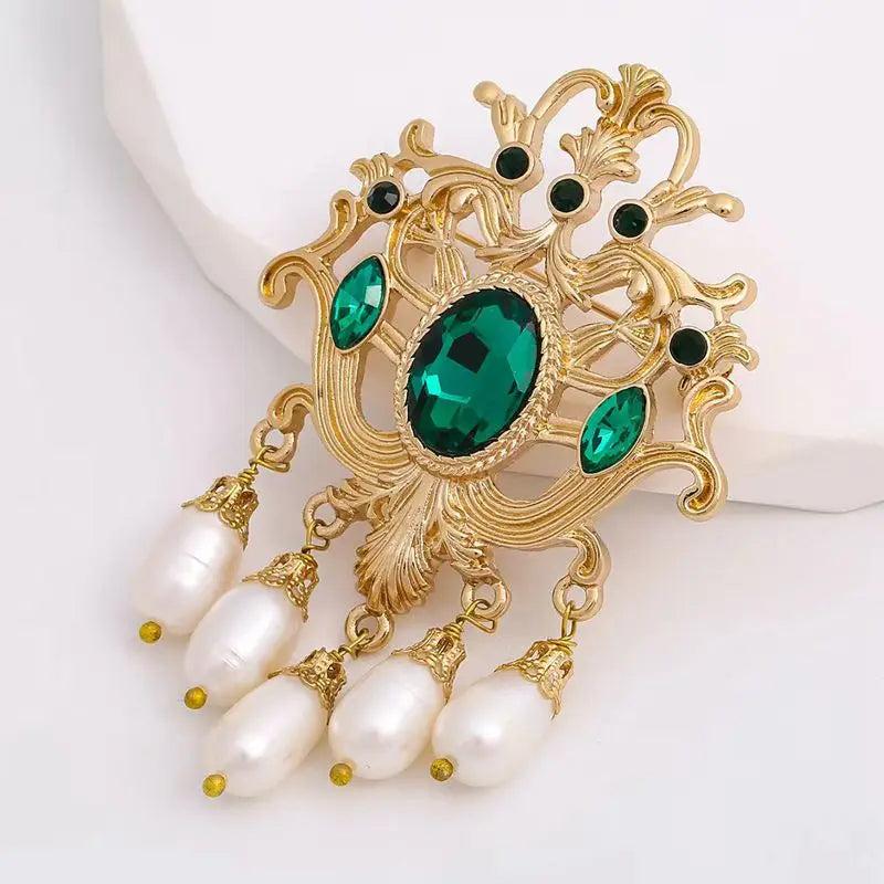 Irregular Hollow Crown Natural Pearl Brooch for Banquet Women