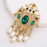 Irregular Hollow Crown Natural Pearl Brooch for Banquet Women