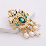 Irregular Hollow Crown Natural Pearl Brooch for Banquet Women
