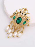 Irregular Hollow Crown Natural Pearl Brooch for Banquet Women