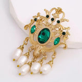 Irregular Hollow Crown Natural Pearl Brooch for Banquet Women