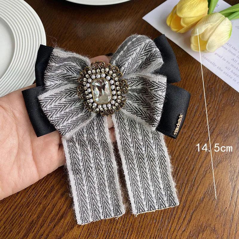 Vintage Bow Tie Brooch Rhinestone Collar Pin