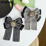 Vintage Bow Tie Brooch Rhinestone Collar Pin