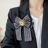 Vintage Bow Tie Brooch Rhinestone Collar Pin