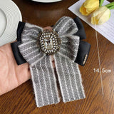 Vintage Bow Tie Brooch Rhinestone Collar Pin