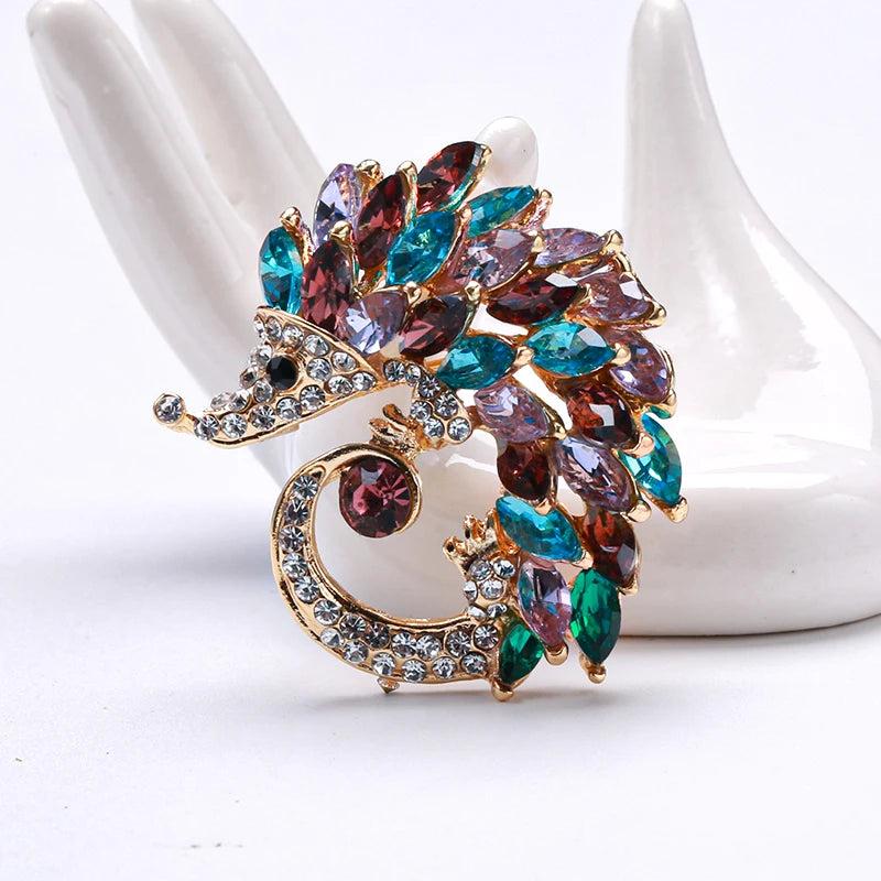 Crystal Hedgehog Shape Brooches for Women Suit Shirt Collar Clip