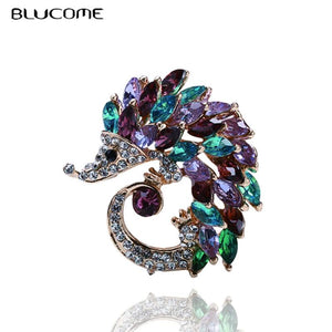Crystal Hedgehog Shape Brooches for Women Suit Shirt Collar Clip