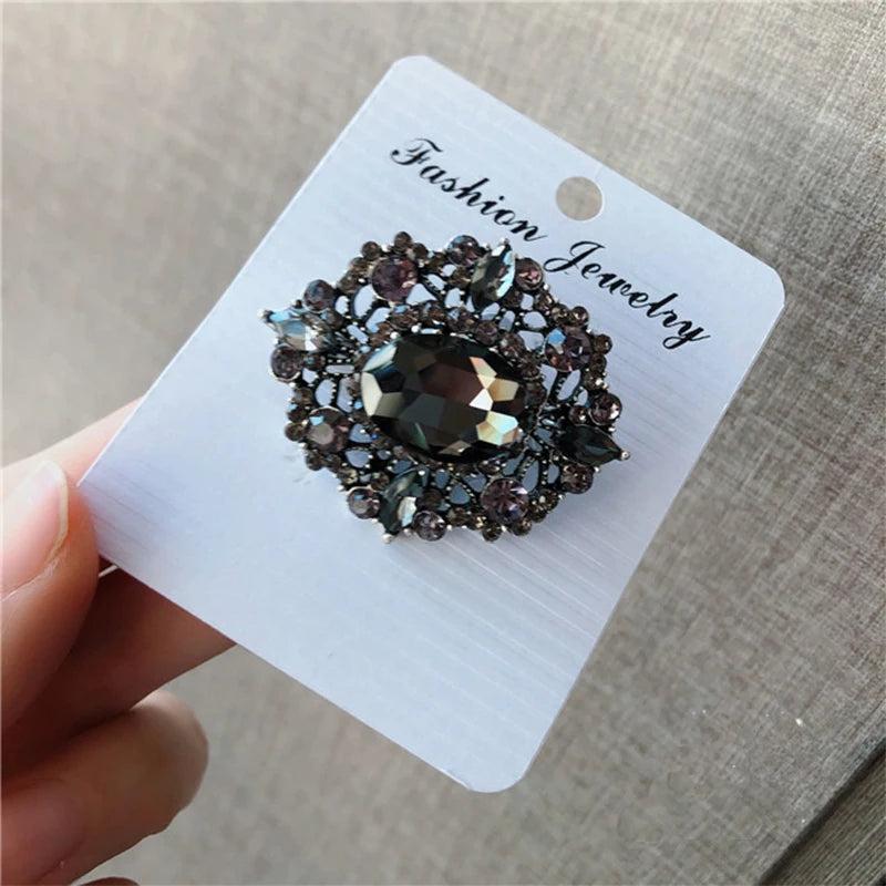 Baroque Style Crystal Collar Pin Brooch Party Jewelry