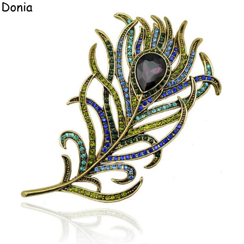 High-end Bridal Brooch Peacock Feather Large Brooch