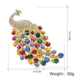 Rhinestone Peacock Badge Brooch Exaggerated Crystal Party Pin
