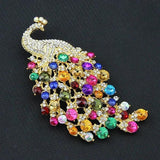 Rhinestone Peacock Badge Brooch Exaggerated Crystal Party Pin