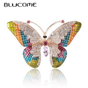 Colorful Big Butterfly Brooch Women Enamel Rhinestone Insects Beauty