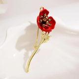 Red Bouquet Enamel Brooches Metal Flowers Banquet Brooch Pins For Women And Men