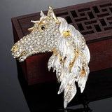 Blucome Men Horse Head Enamel Brooch Bouquet Party Men's Hijab Accessories
