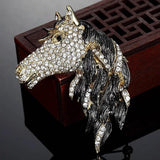 Blucome Men Horse Head Enamel Brooch Bouquet Party Men's Hijab Accessories