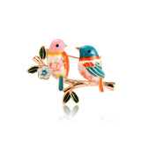 Multicolor Couple Birds Enamel Brooches for Women Kids