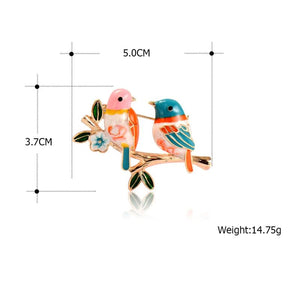 Multicolor Couple Birds Enamel Brooches for Women Kids