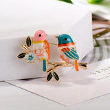 Multicolor Couple Birds Enamel Brooches for Women Kids