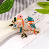 Multicolor Couple Birds Enamel Brooches for Women Kids