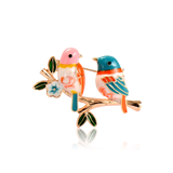 Multicolor Couple Birds Enamel Brooches for Women Kids