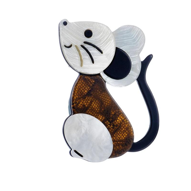 Mouse with Long Tail Acrylic Brooch for Women